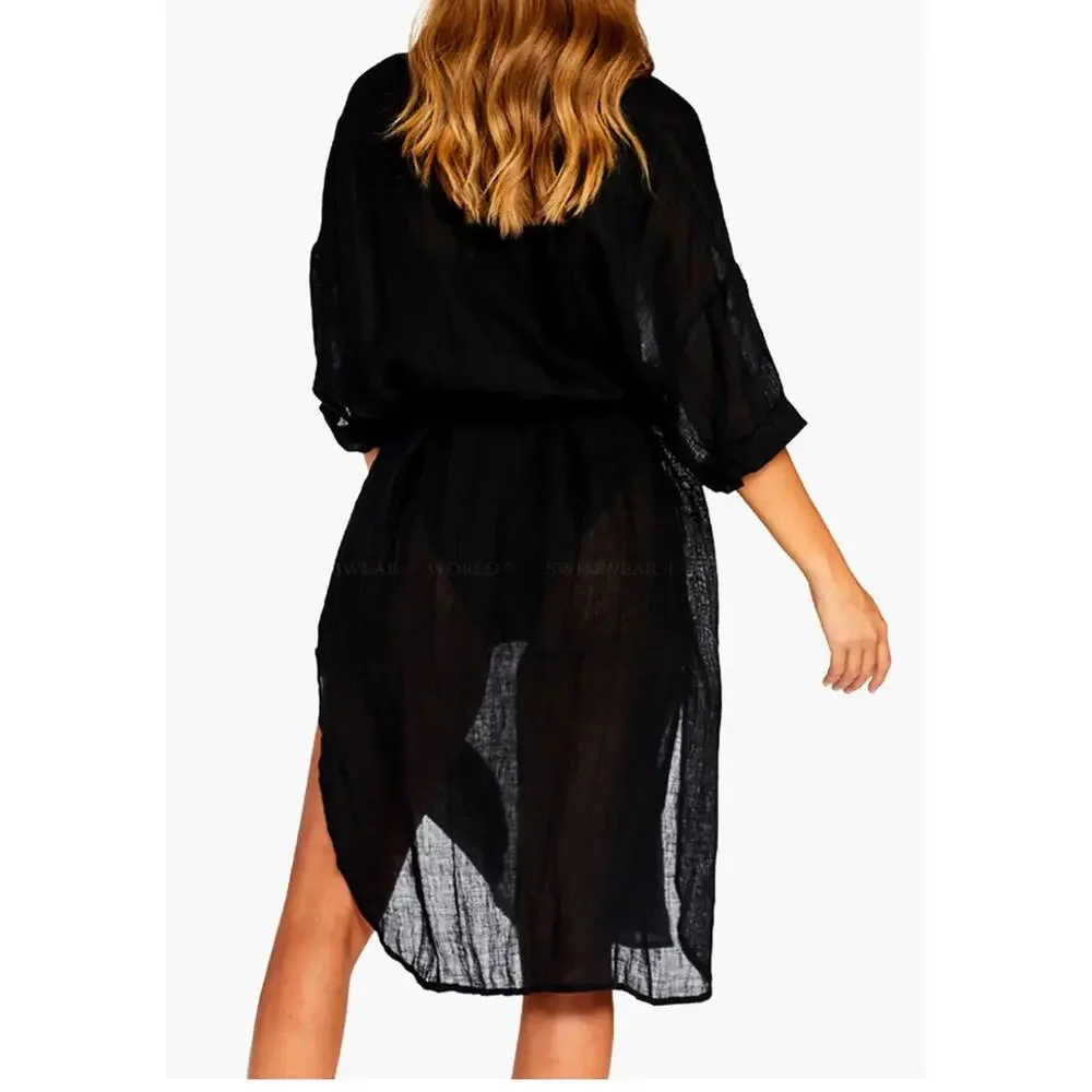 NWT VitaminA Black Lini Midi Coverup Size MEDIUM
